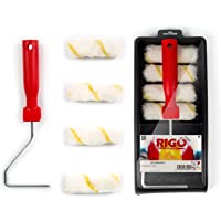 RIGO Kit Rodillos Pintura Pequeños Antigoteo Reutilizables de 11cm Con 4 Recambios y Bandeja - Perfecto para Paredes y…